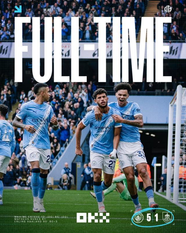 开云-【英超】曼城5比1大胜伯恩利，埃斯泰夫两次乌龙