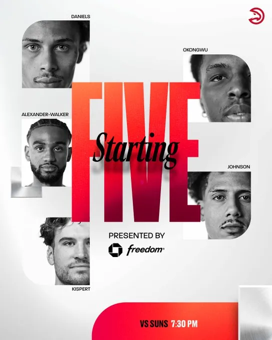 老鹰首发：基斯珀特、约翰逊、奥孔古、戴森、亚历山大-沃克